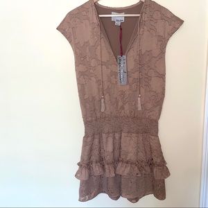 Chloe Oliver Muse Nude Drop Waist Mini Dress